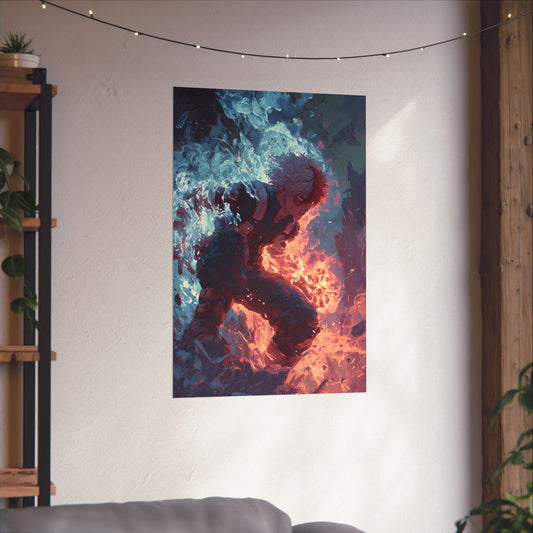 Icy Flames Shoto Todoroki My Hero Academia Anime Matte Vertical Poster Wall Art