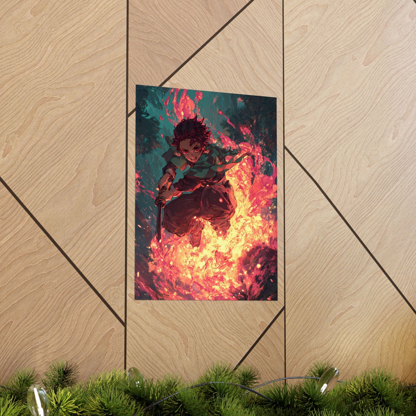 Tanjiro Kamado Hinokami Kagura, Demon Slayer Anime Matte Vertical Poster Wall Art