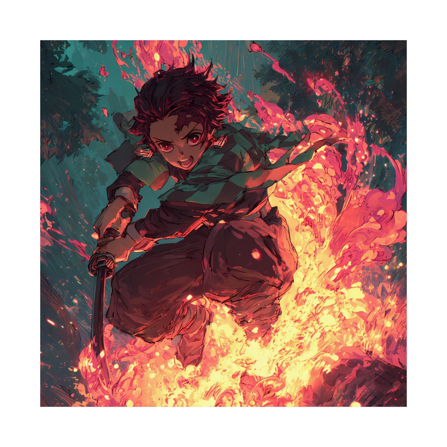 Tanjiro Kamado Hinokami Kagura, Demon Slayer Anime Matte Vertical Poster Wall Art