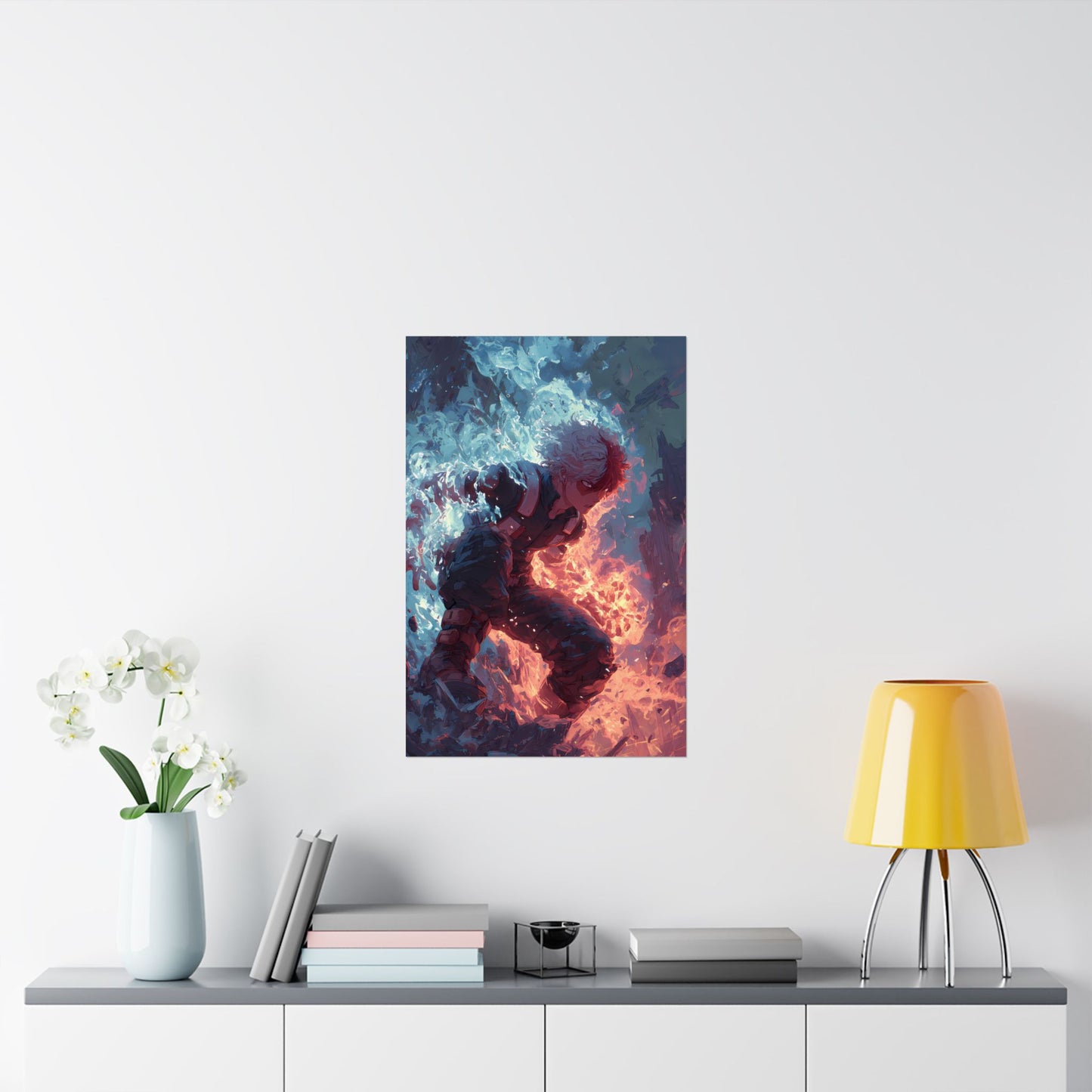 Icy Flames Shoto Todoroki My Hero Academia Anime Matte Vertical Poster Wall Art