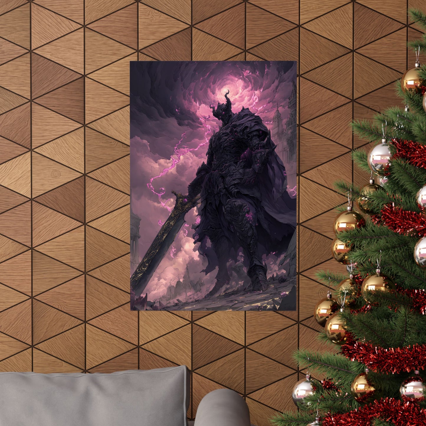 Dark Elemental Knight, Original Anime Art Matte Vertical Poster Wall Art