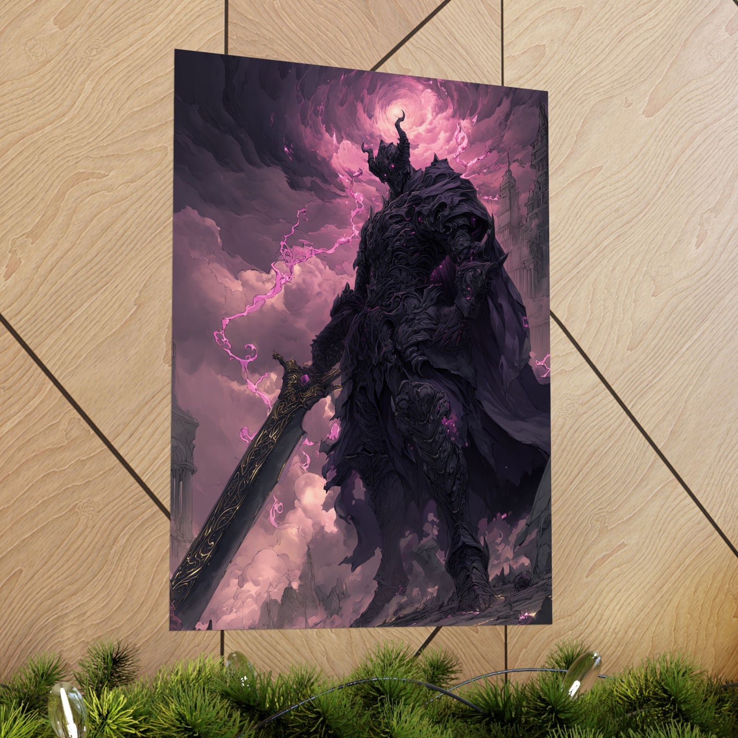 Dark Elemental Knight, Original Anime Art Matte Vertical Poster Wall Art
