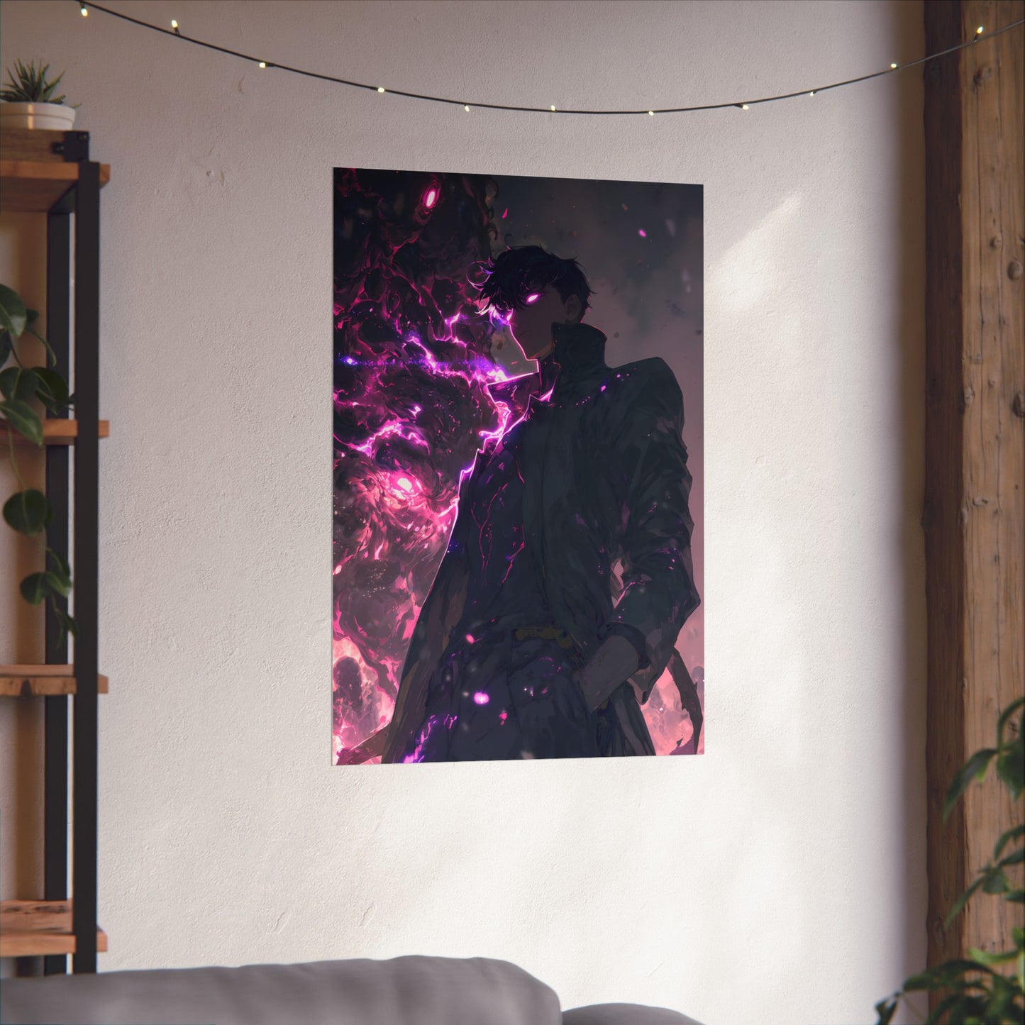 Solo Leveling Sung Jinwoo Shadow Monarch Anime Fan Art Matte Vertical Poster Wall Art
