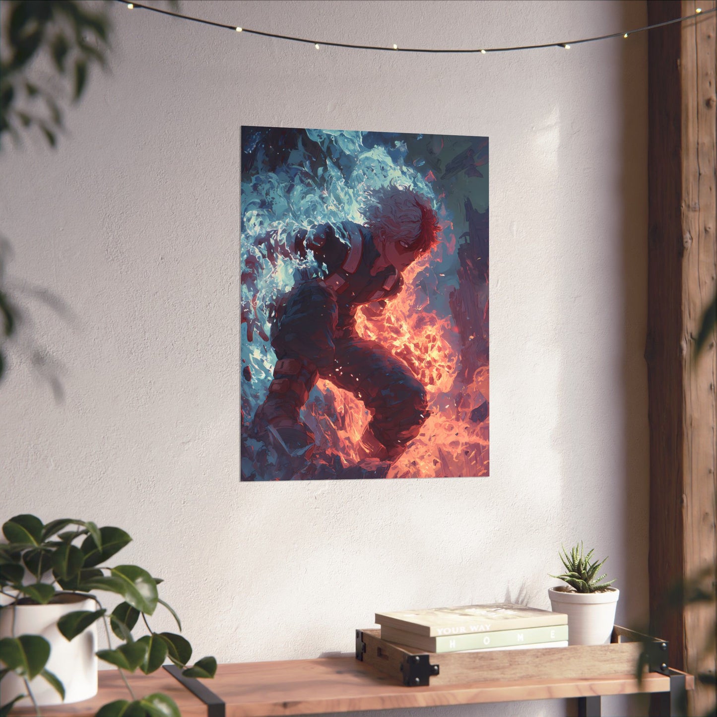 Icy Flames Shoto Todoroki My Hero Academia Anime Matte Vertical Poster Wall Art