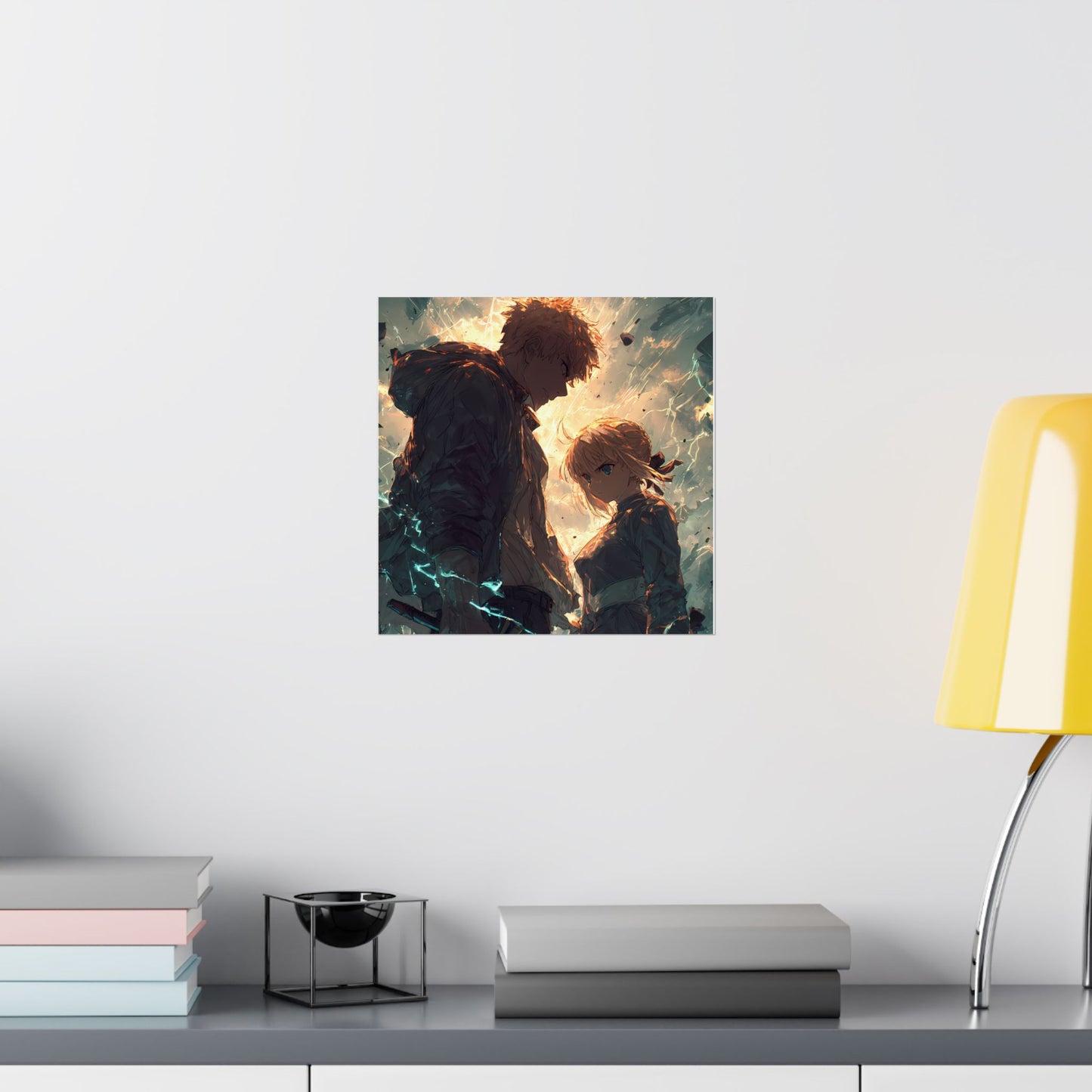 Saber and Emiya Shirou, Fate Stay Night Unlimited Blade Works Matte Vertical Poster Wall Art