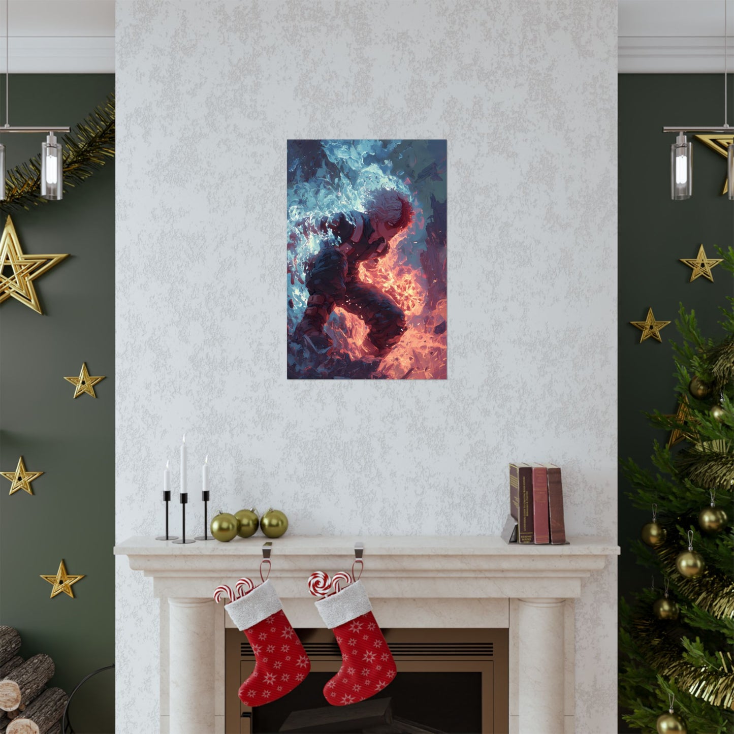 Icy Flames Shoto Todoroki My Hero Academia Anime Matte Vertical Poster Wall Art