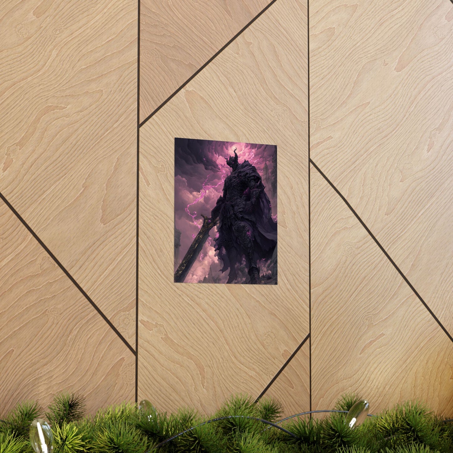 Dark Elemental Knight, Original Anime Art Matte Vertical Poster Wall Art
