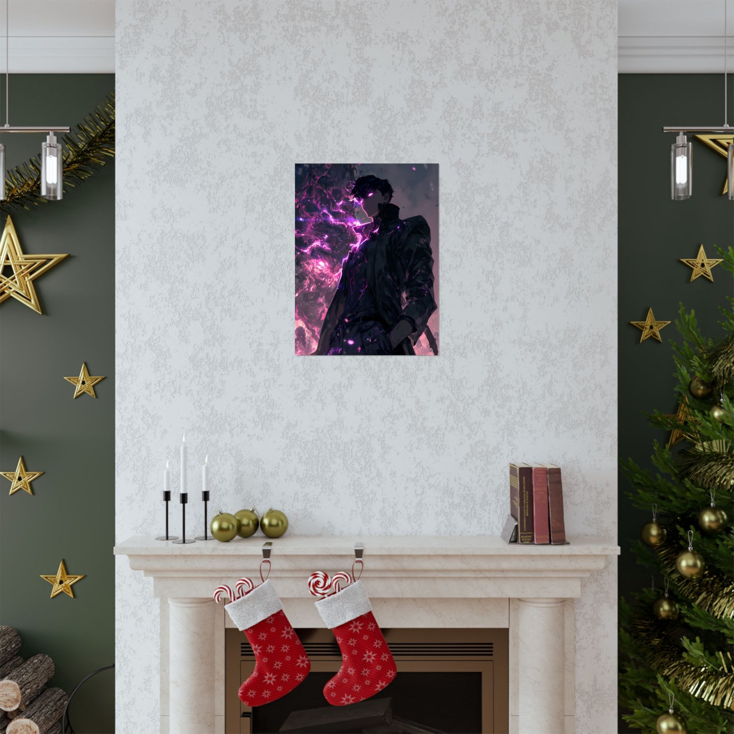 Solo Leveling Sung Jinwoo Shadow Monarch Anime Fan Art Matte Vertical Poster Wall Art