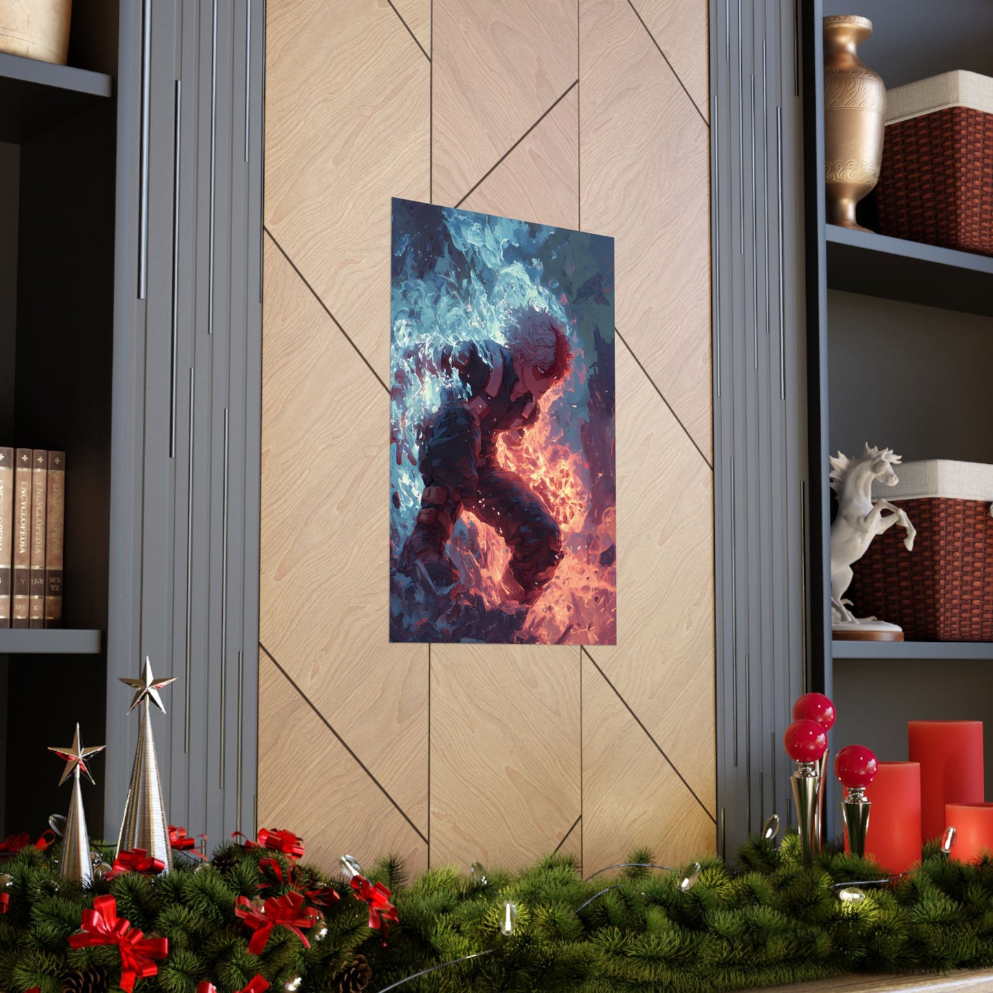 Icy Flames Shoto Todoroki My Hero Academia Anime Matte Vertical Poster Wall Art