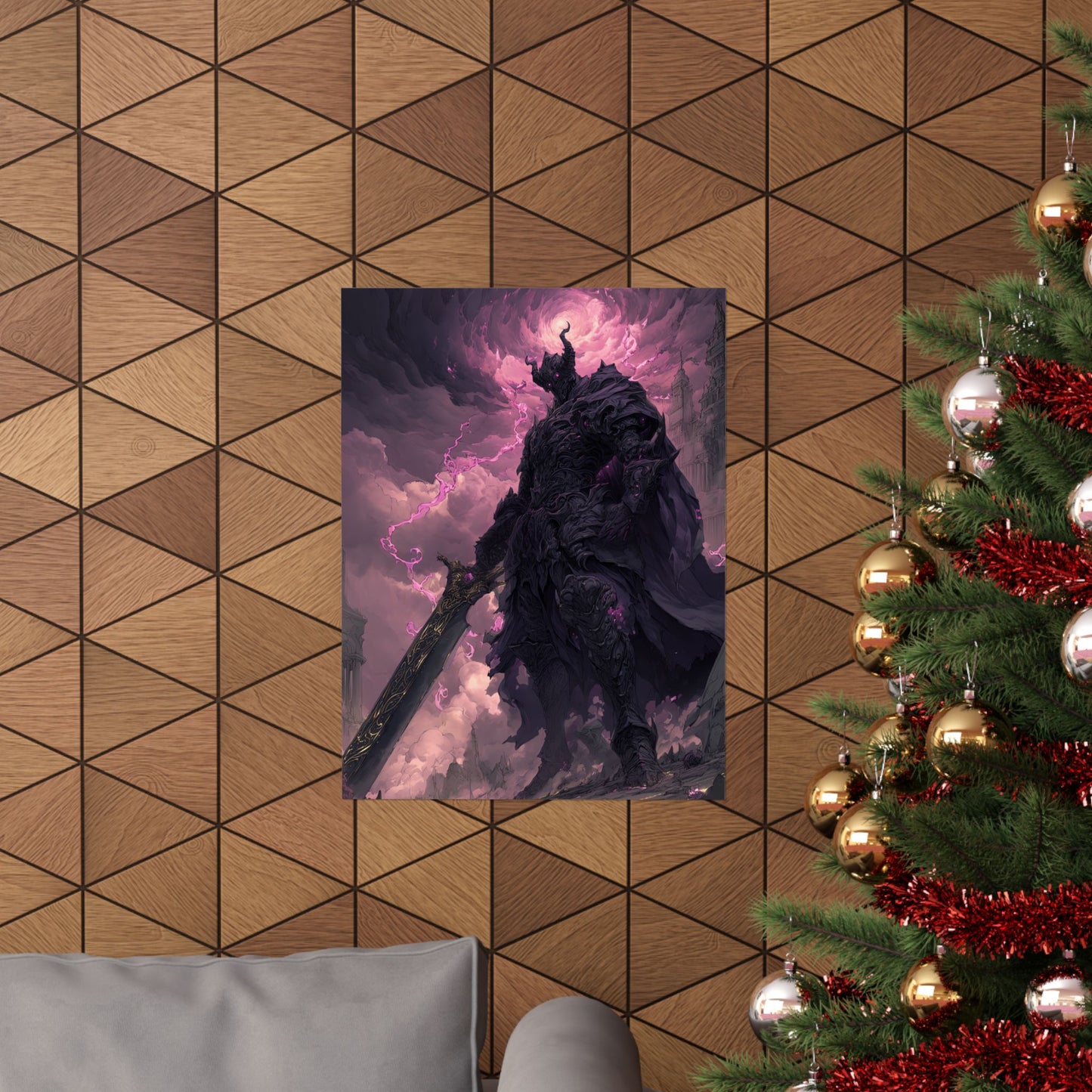 Dark Elemental Knight, Original Anime Art Matte Vertical Poster Wall Art