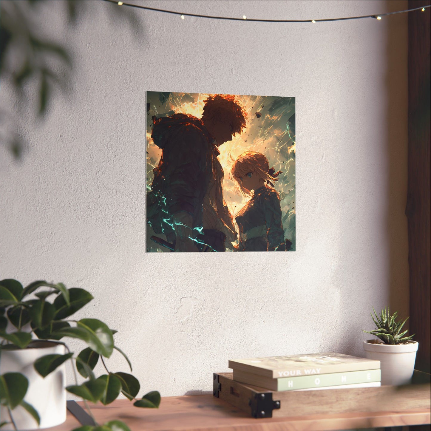 Saber and Emiya Shirou, Fate Stay Night Unlimited Blade Works Matte Vertical Poster Wall Art