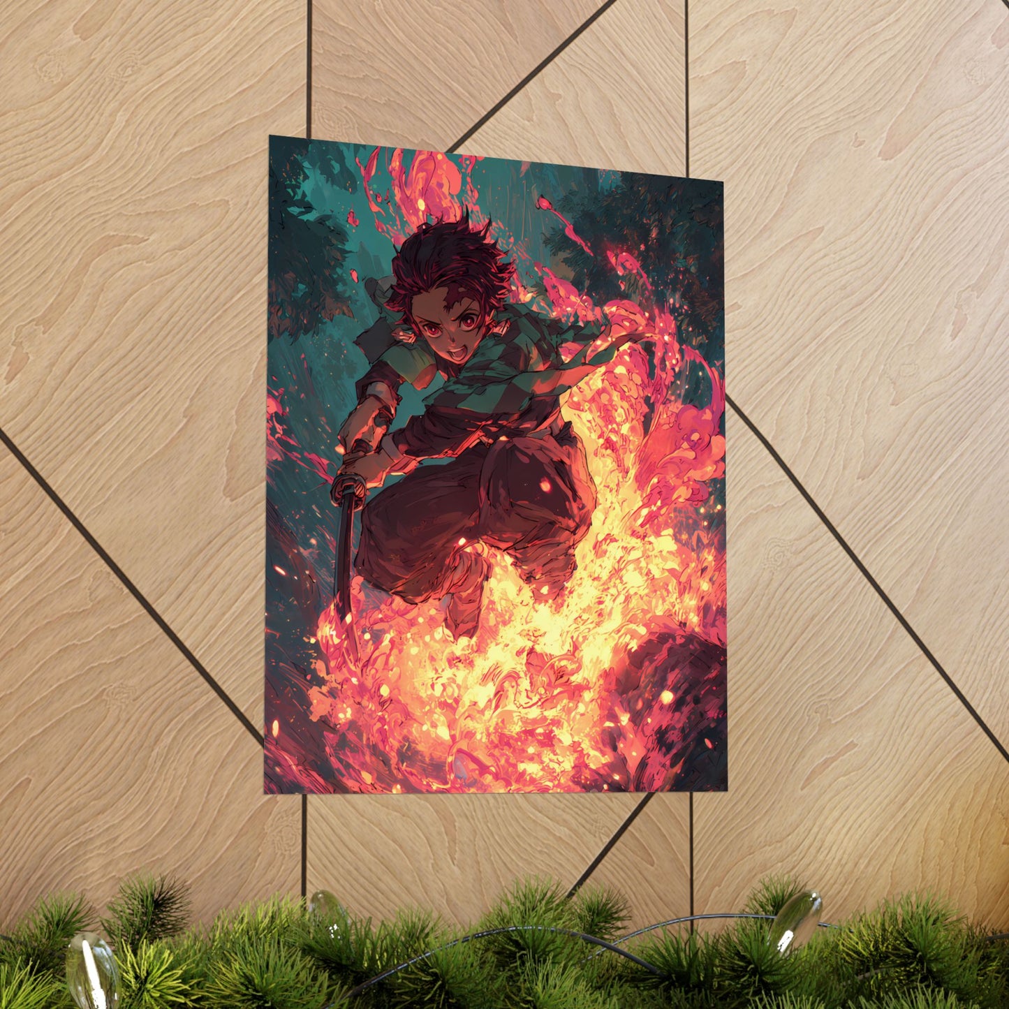Tanjiro Kamado Hinokami Kagura, Demon Slayer Anime Matte Vertical Poster Wall Art