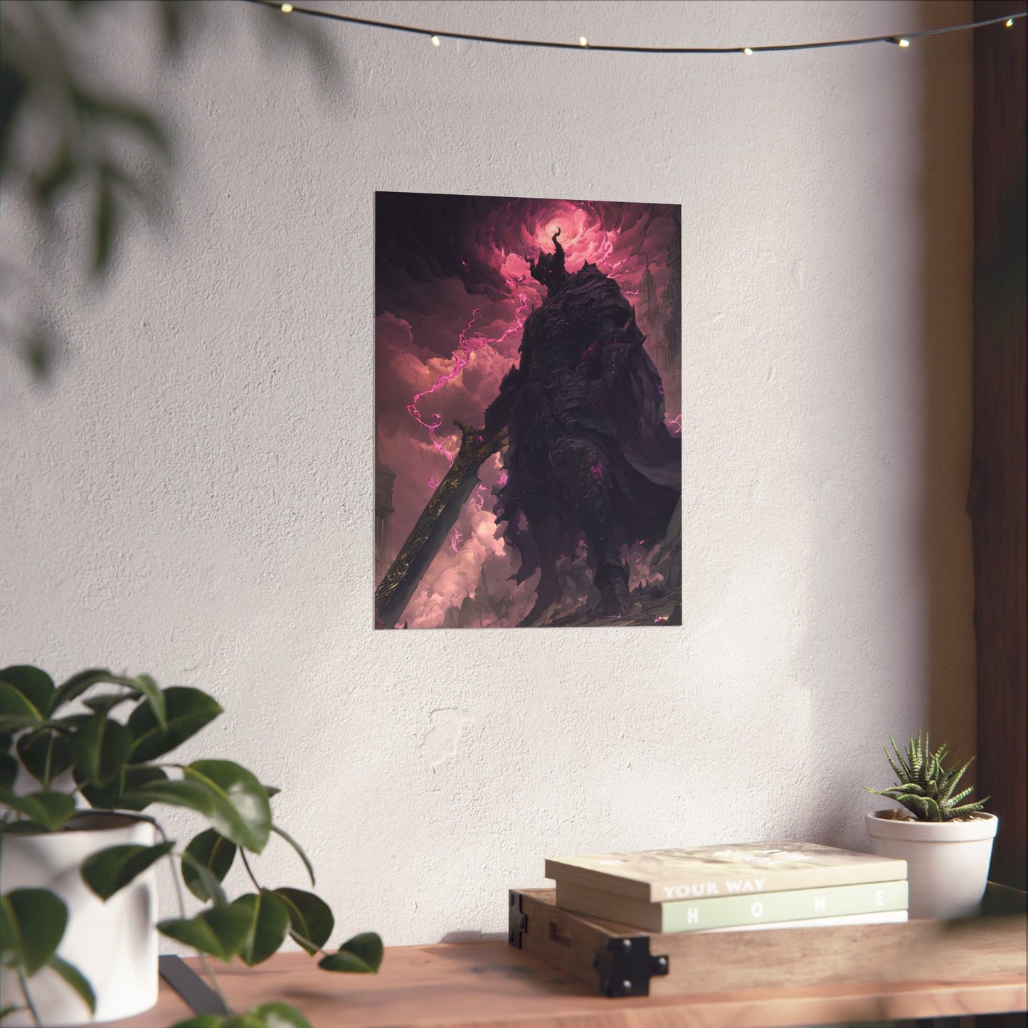 Dark Elemental Knight, Original Anime Art Matte Vertical Poster Wall Art