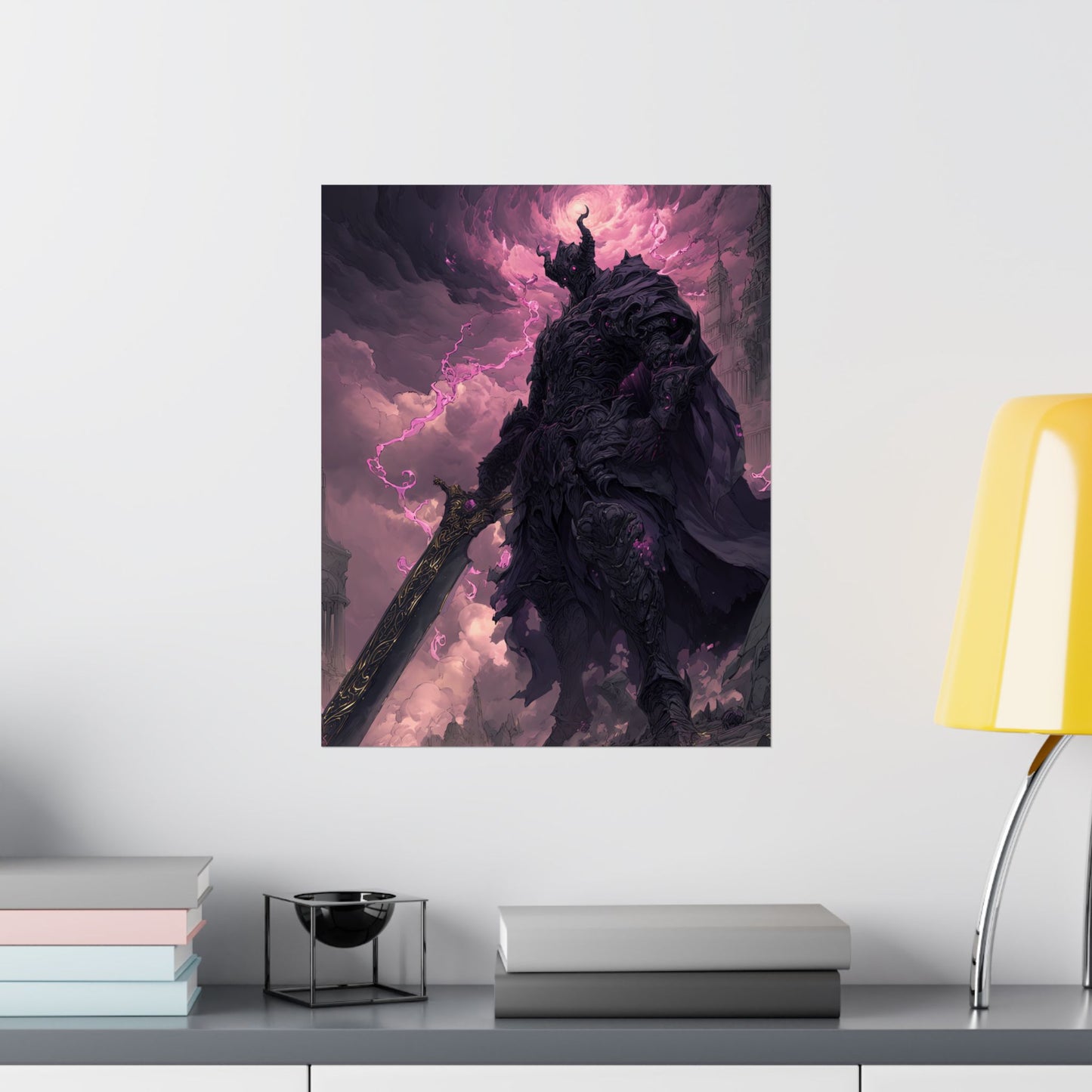 Dark Elemental Knight, Original Anime Art Matte Vertical Poster Wall Art