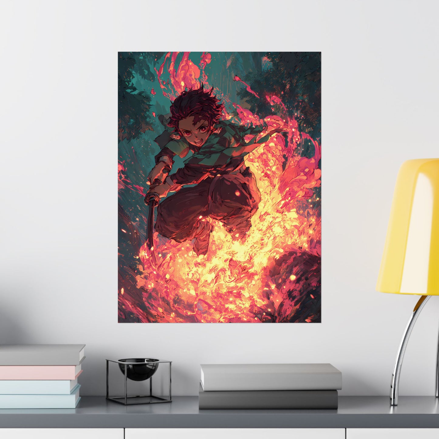Tanjiro Kamado Hinokami Kagura, Demon Slayer Anime Matte Vertical Poster Wall Art