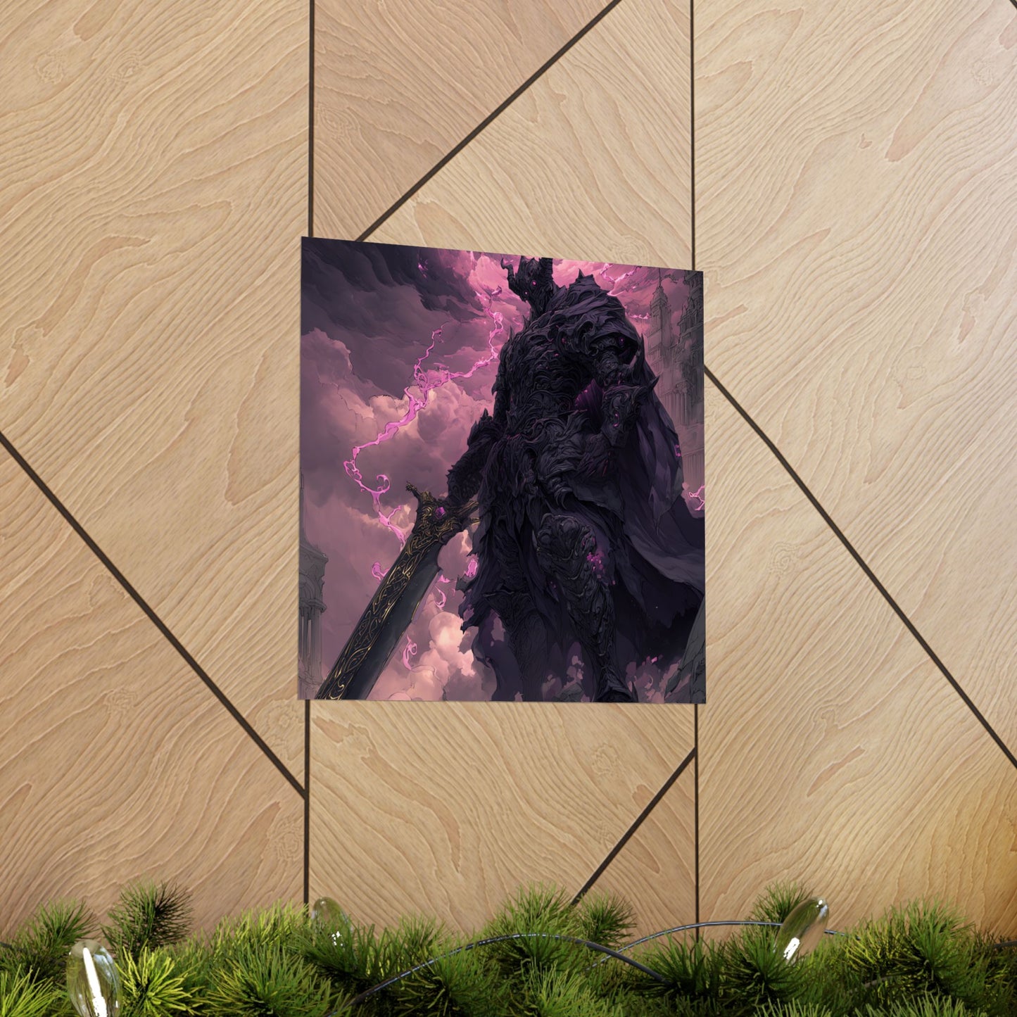 Dark Elemental Knight, Original Anime Art Matte Vertical Poster Wall Art