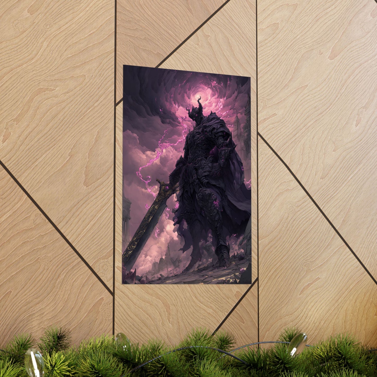 Dark Elemental Knight, Original Anime Art Matte Vertical Poster Wall Art