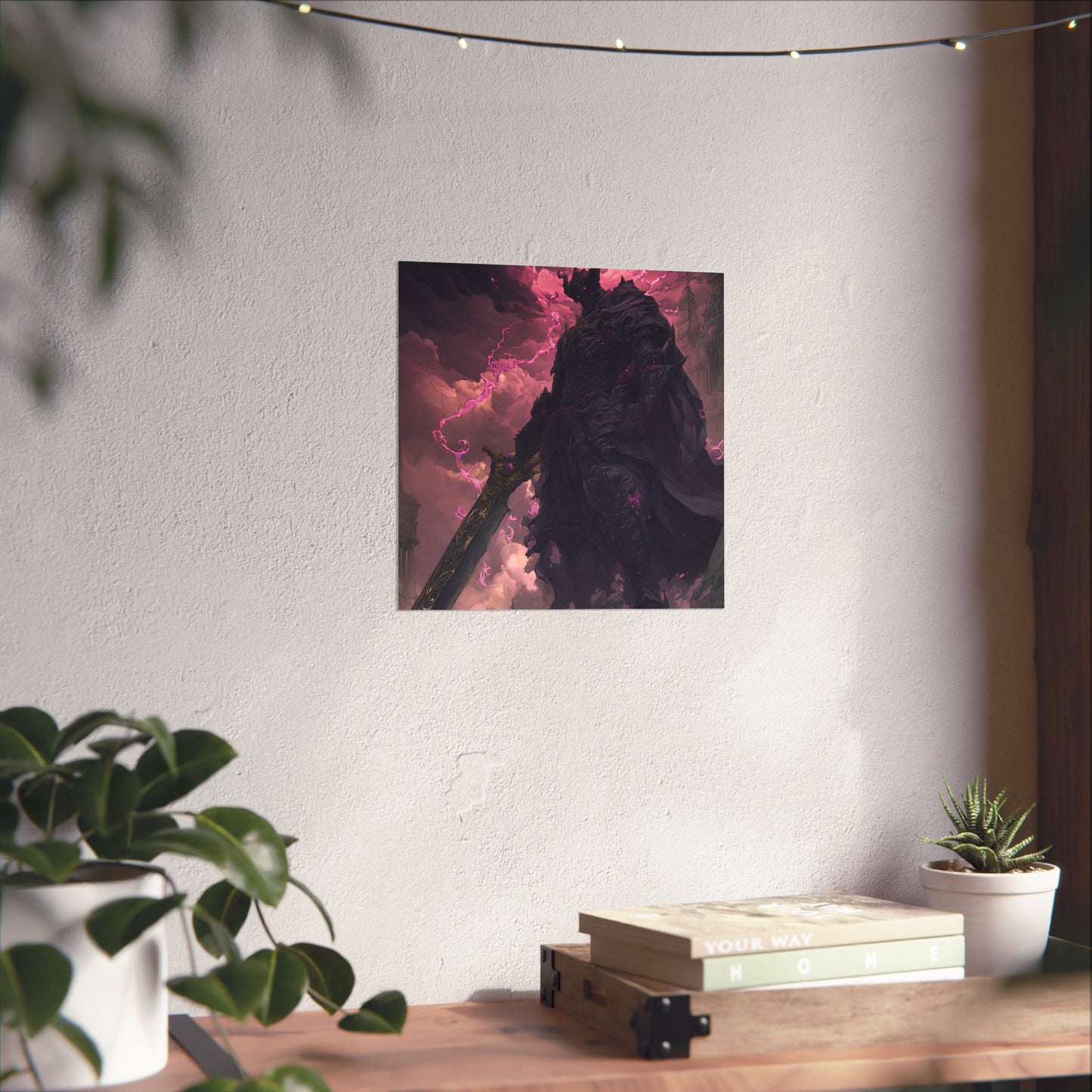 Dark Elemental Knight, Original Anime Art Matte Vertical Poster Wall Art