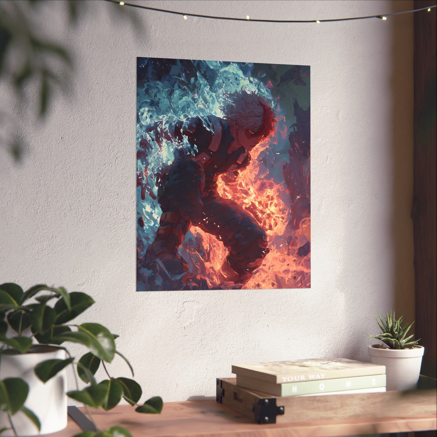 Icy Flames Shoto Todoroki My Hero Academia Anime Matte Vertical Poster Wall Art