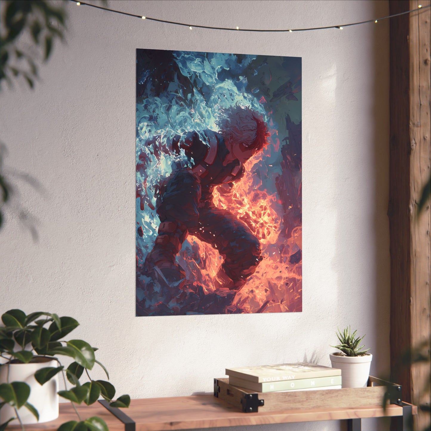 Icy Flames Shoto Todoroki My Hero Academia Anime Matte Vertical Poster Wall Art