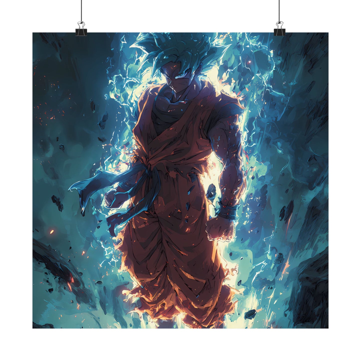Super Saiyan Blue Goku, Dragon Ball Super Anime Fan Art Matte Vertical Poster Wall Art