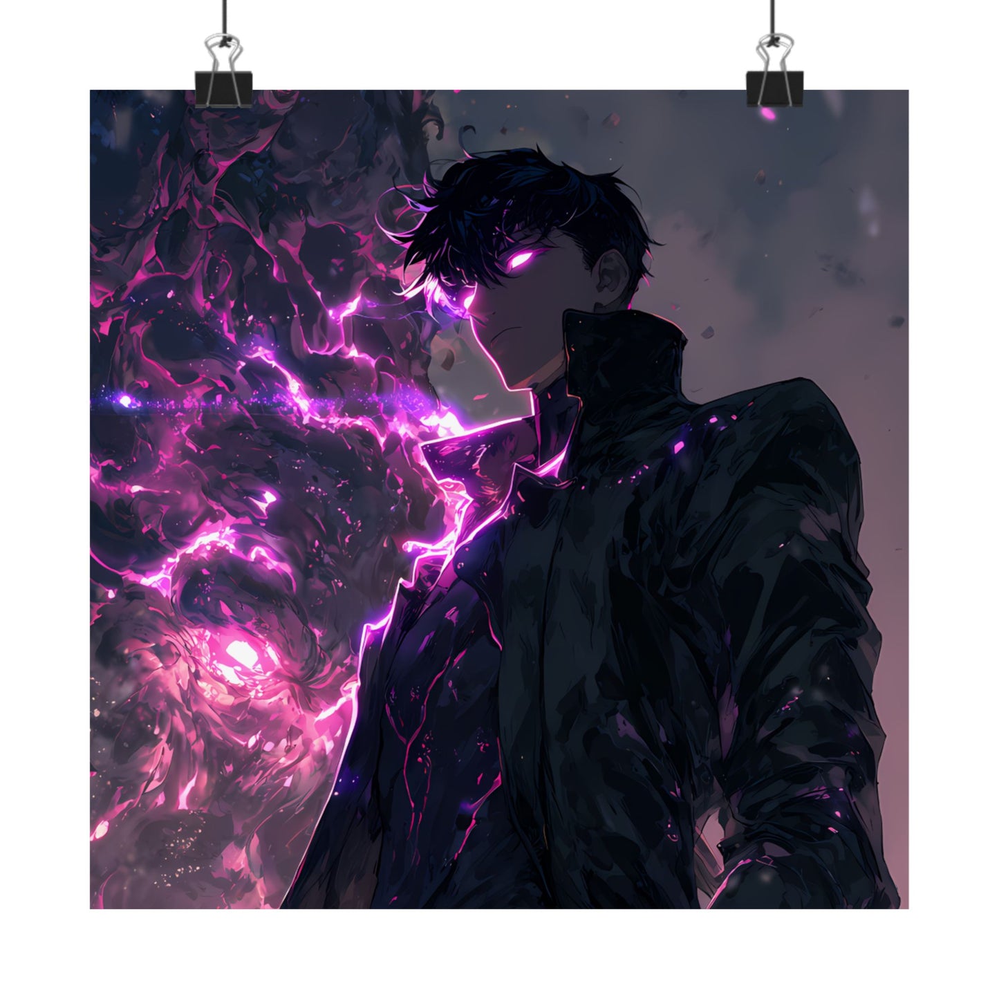 Solo Leveling Sung Jinwoo Shadow Monarch Anime Fan Art Matte Vertical Poster Wall Art