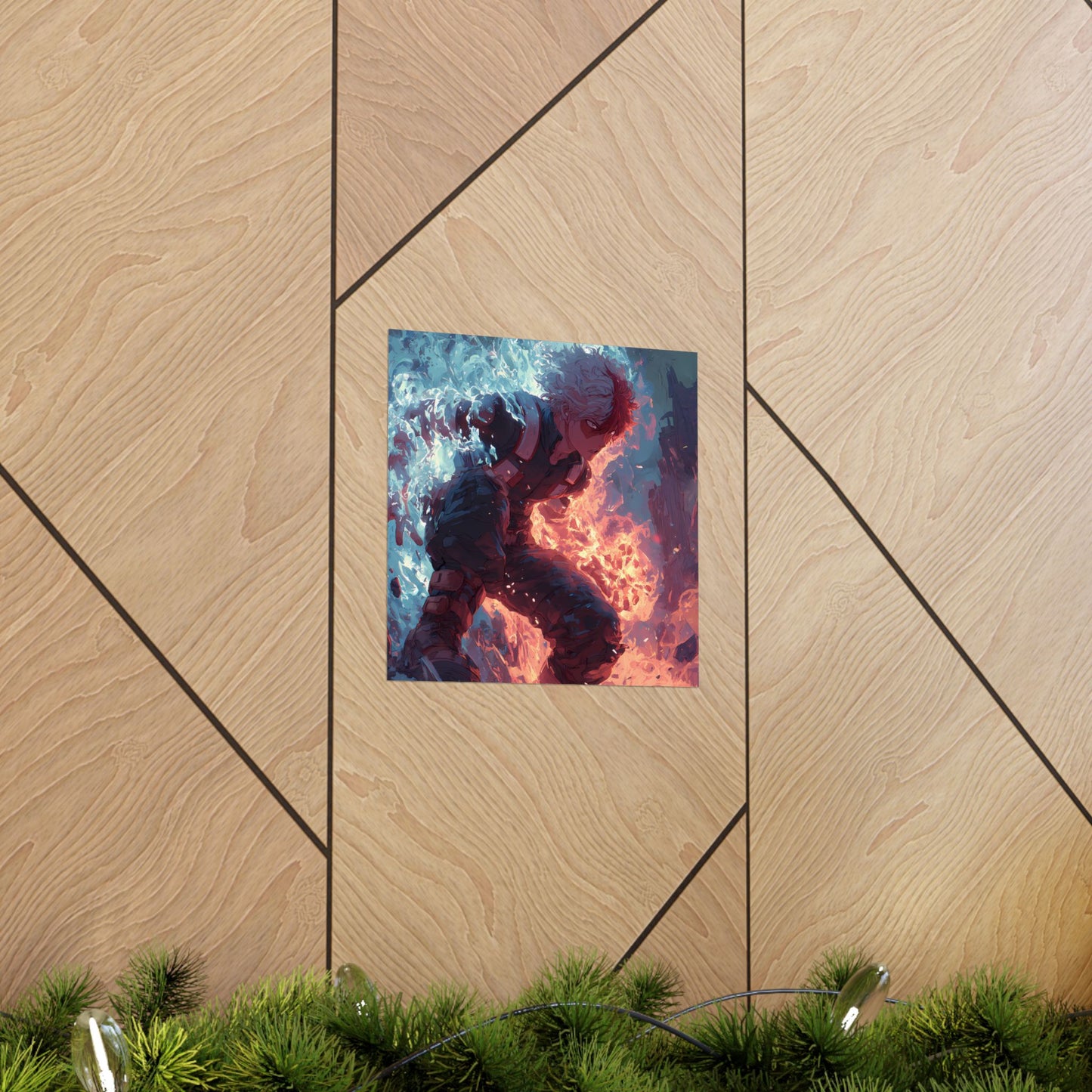 Icy Flames Shoto Todoroki My Hero Academia Anime Matte Vertical Poster Wall Art