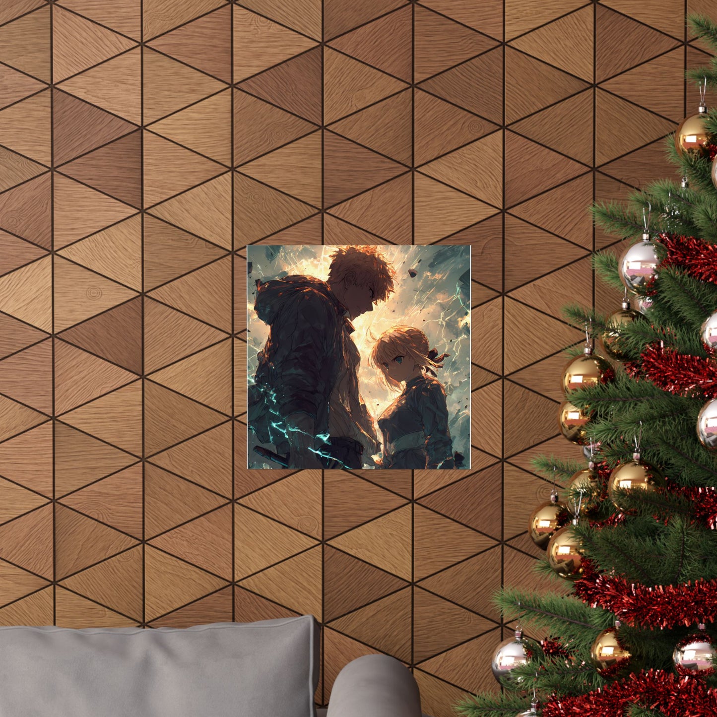 Saber and Emiya Shirou, Fate Stay Night Unlimited Blade Works Matte Vertical Poster Wall Art