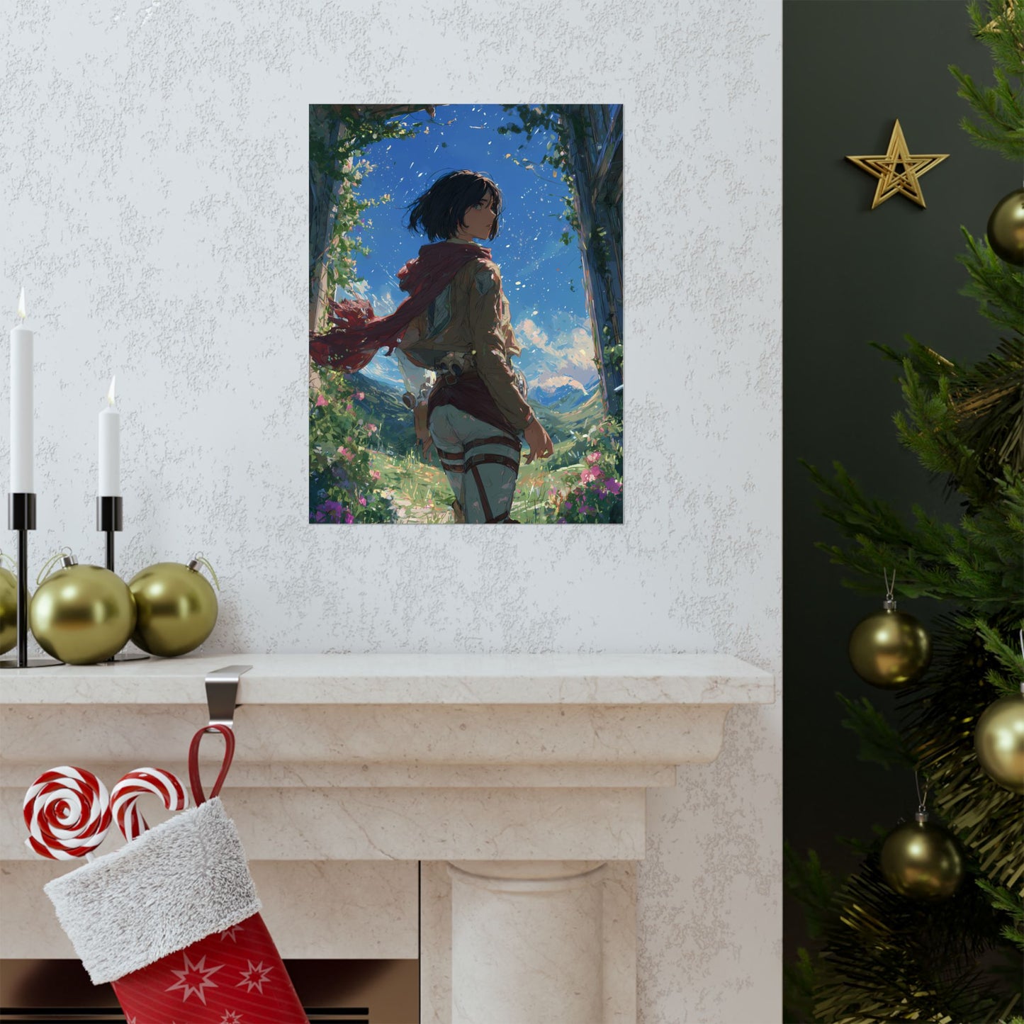 Mikasa Ackerman, Attack On Titan Anime Fan Art Matte Vertical Poster Wall Art