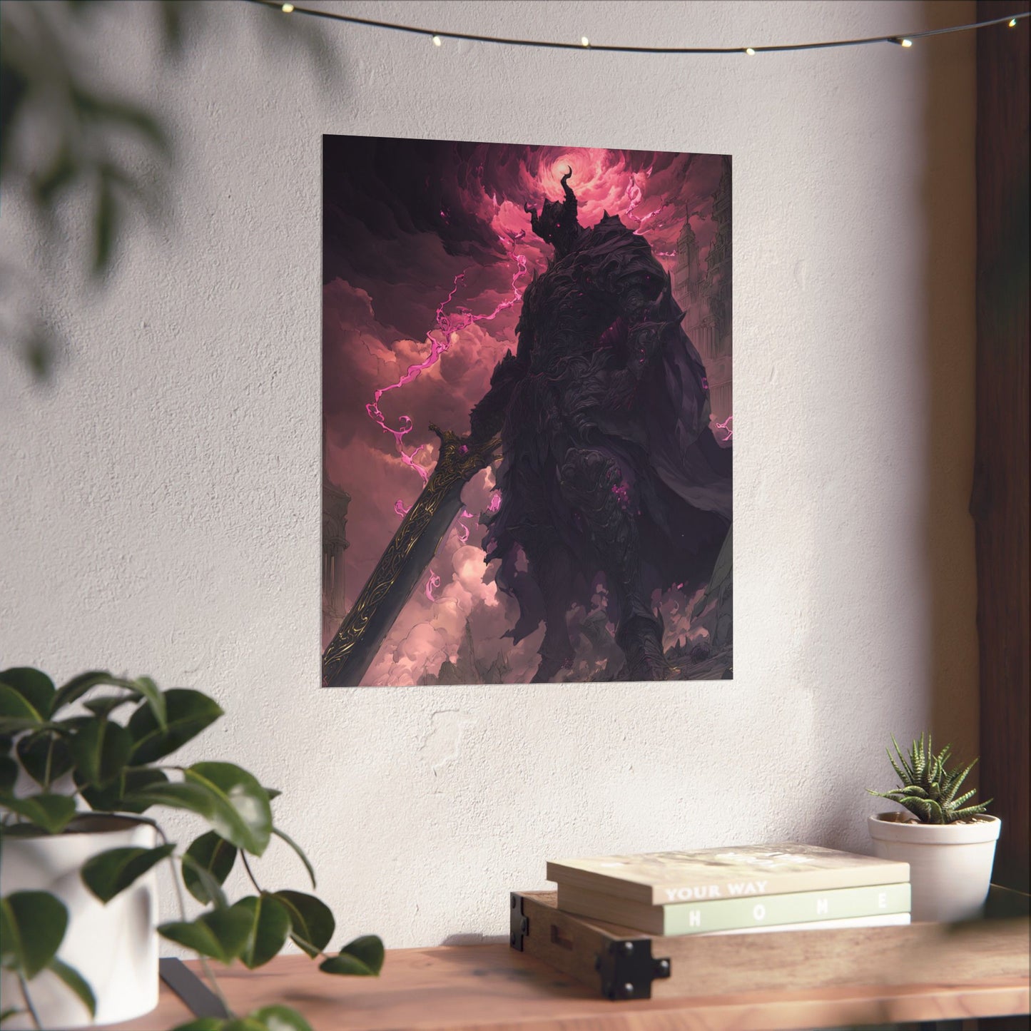 Dark Elemental Knight, Original Anime Art Matte Vertical Poster Wall Art