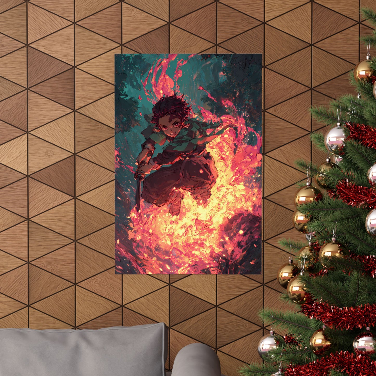 Tanjiro Kamado Hinokami Kagura, Demon Slayer Anime Matte Vertical Poster Wall Art