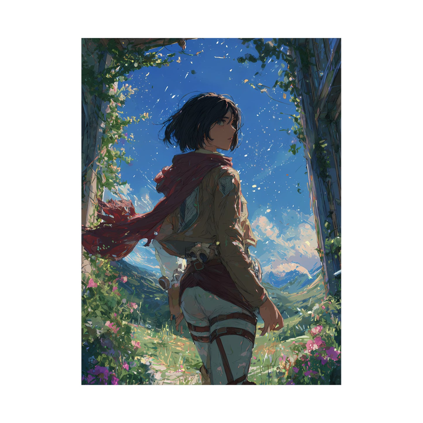 Mikasa Ackerman, Attack On Titan Anime Fan Art Matte Vertical Poster Wall Art