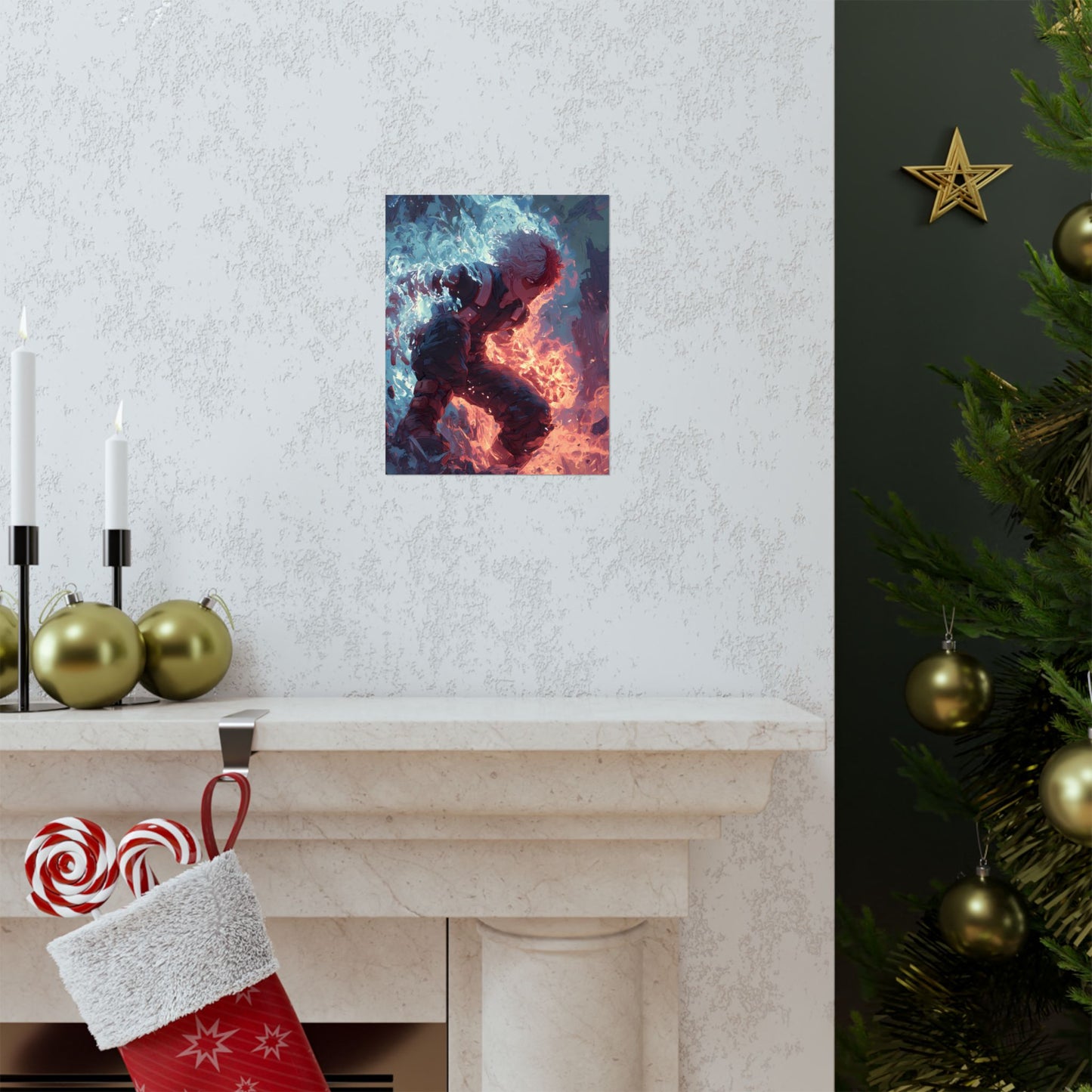 Icy Flames Shoto Todoroki My Hero Academia Anime Matte Vertical Poster Wall Art