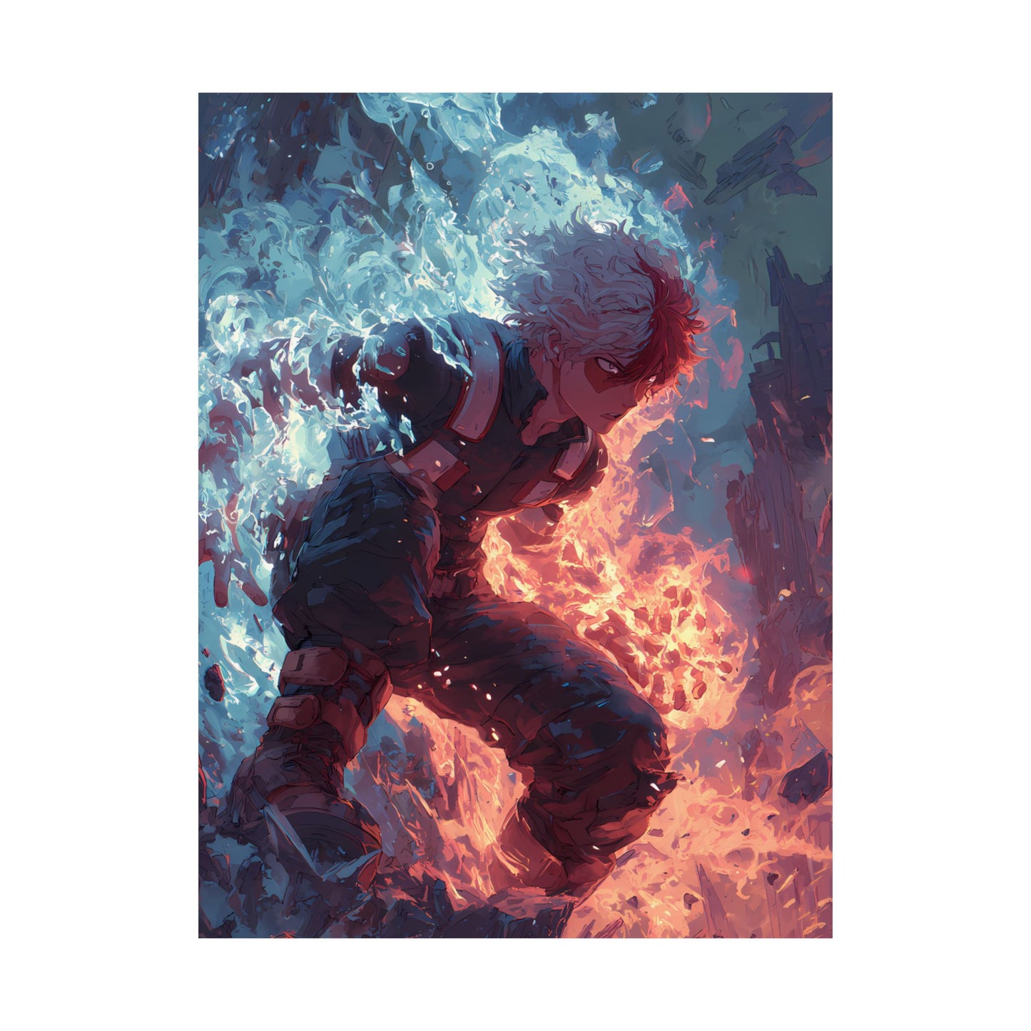 Icy Flames Shoto Todoroki My Hero Academia Anime Matte Vertical Poster Wall Art