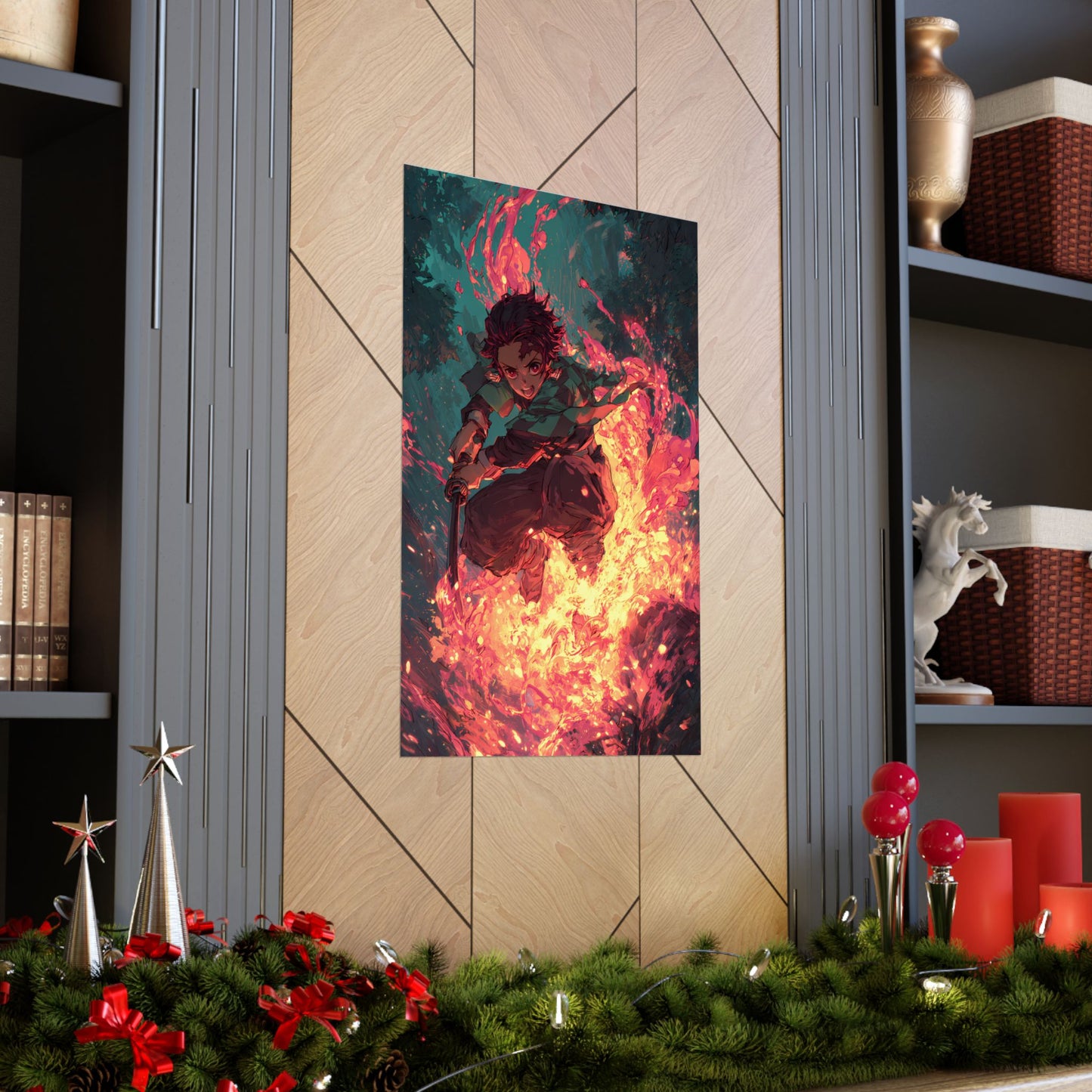Tanjiro Kamado Hinokami Kagura, Demon Slayer Anime Matte Vertical Poster Wall Art