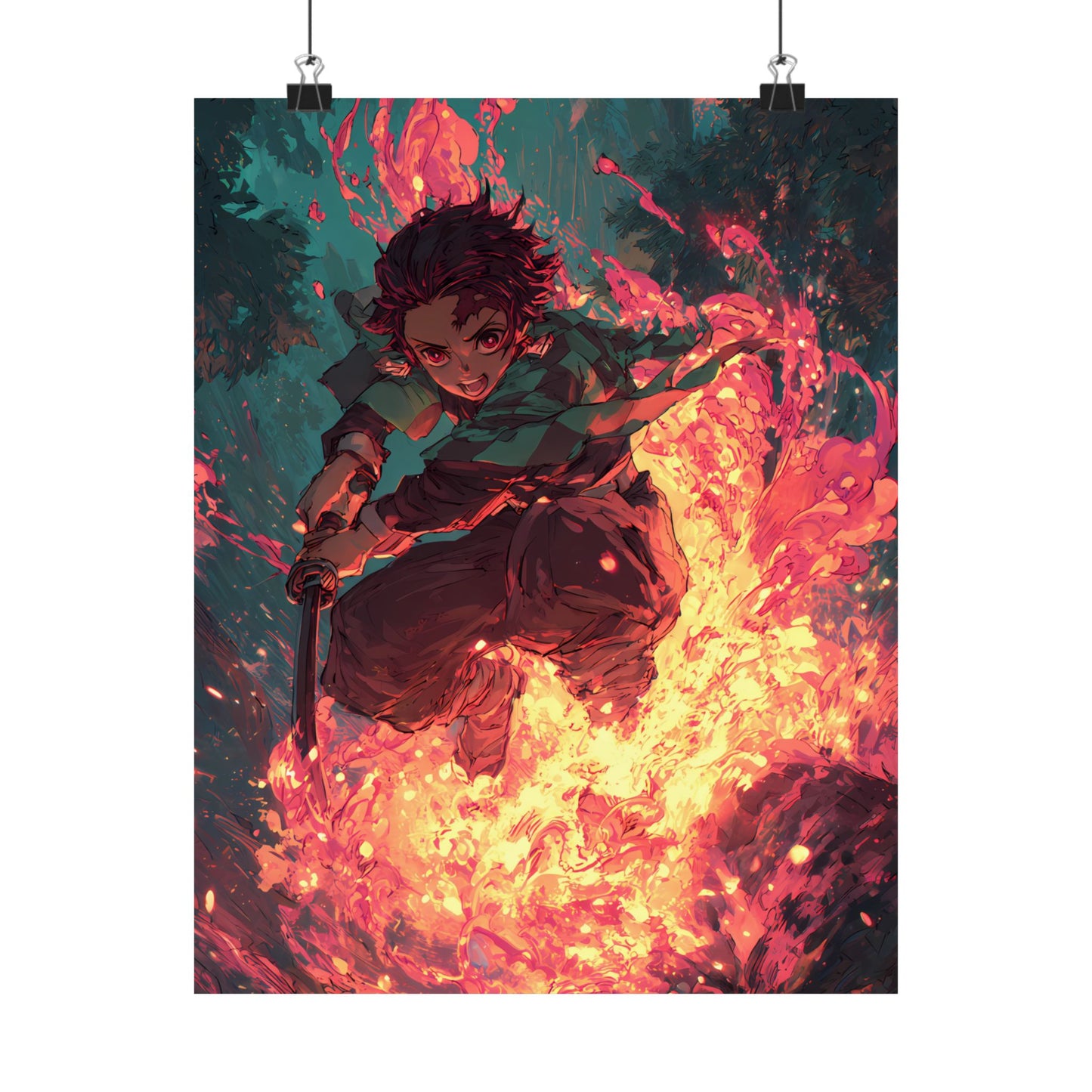 Tanjiro Kamado Hinokami Kagura, Demon Slayer Anime Matte Vertical Poster Wall Art