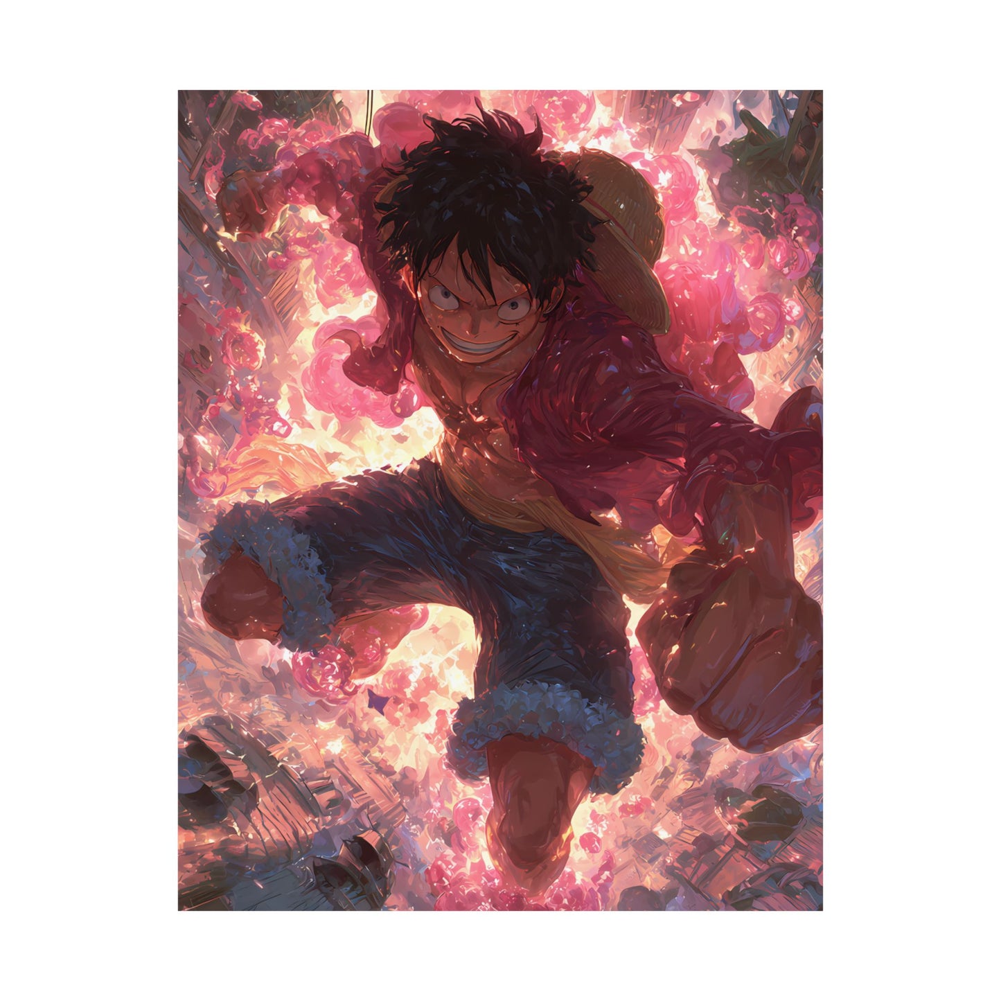 Monkey D. Luffy, One Piece Anime Gomu Gomu No Mi Matte Vertical Poster Wall Art