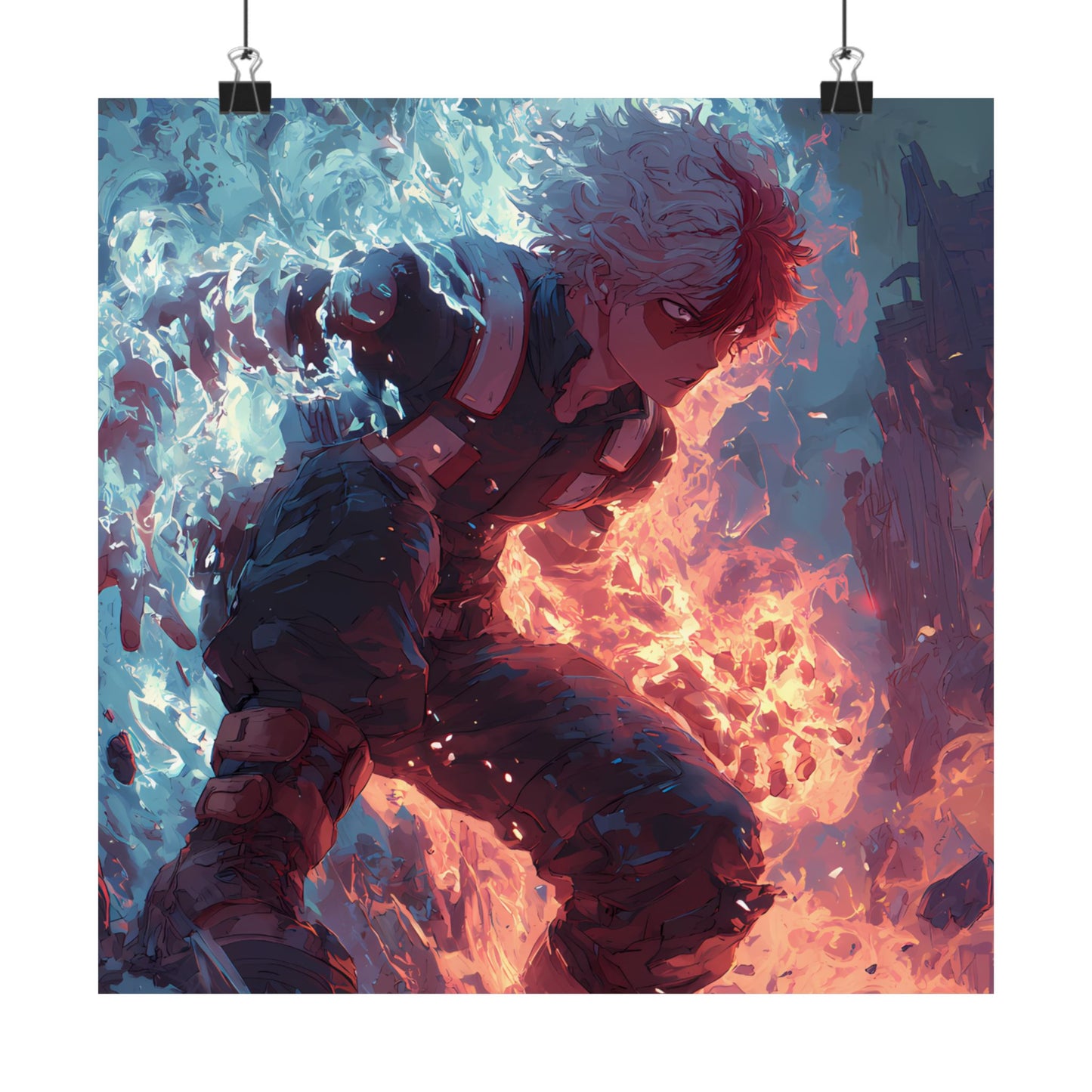 Icy Flames Shoto Todoroki My Hero Academia Anime Matte Vertical Poster Wall Art