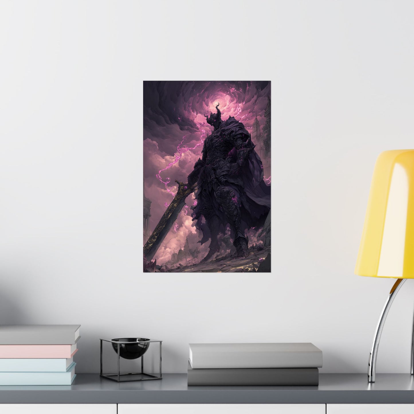 Dark Elemental Knight, Original Anime Art Matte Vertical Poster Wall Art
