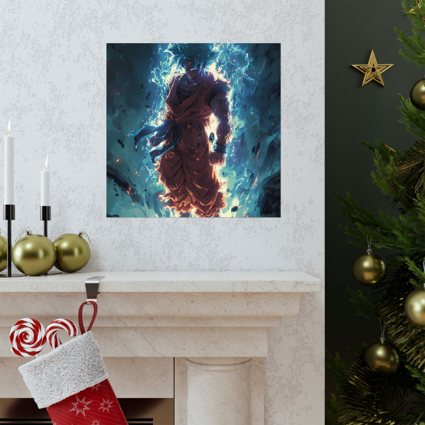 Super Saiyan Blue Goku, Dragon Ball Super Anime Fan Art Matte Vertical Poster Wall Art