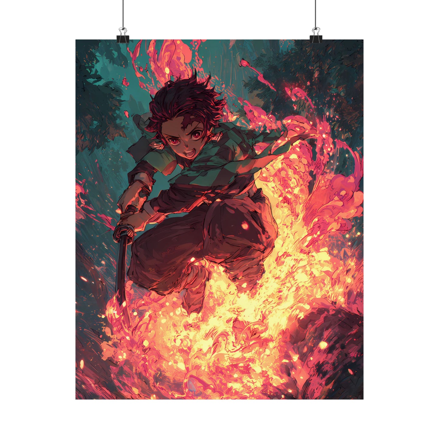 Tanjiro Kamado Hinokami Kagura, Demon Slayer Anime Matte Vertical Poster Wall Art