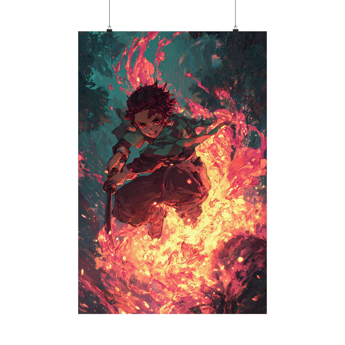 Tanjiro Kamado Hinokami Kagura, Demon Slayer Anime Matte Vertical Poster Wall Art