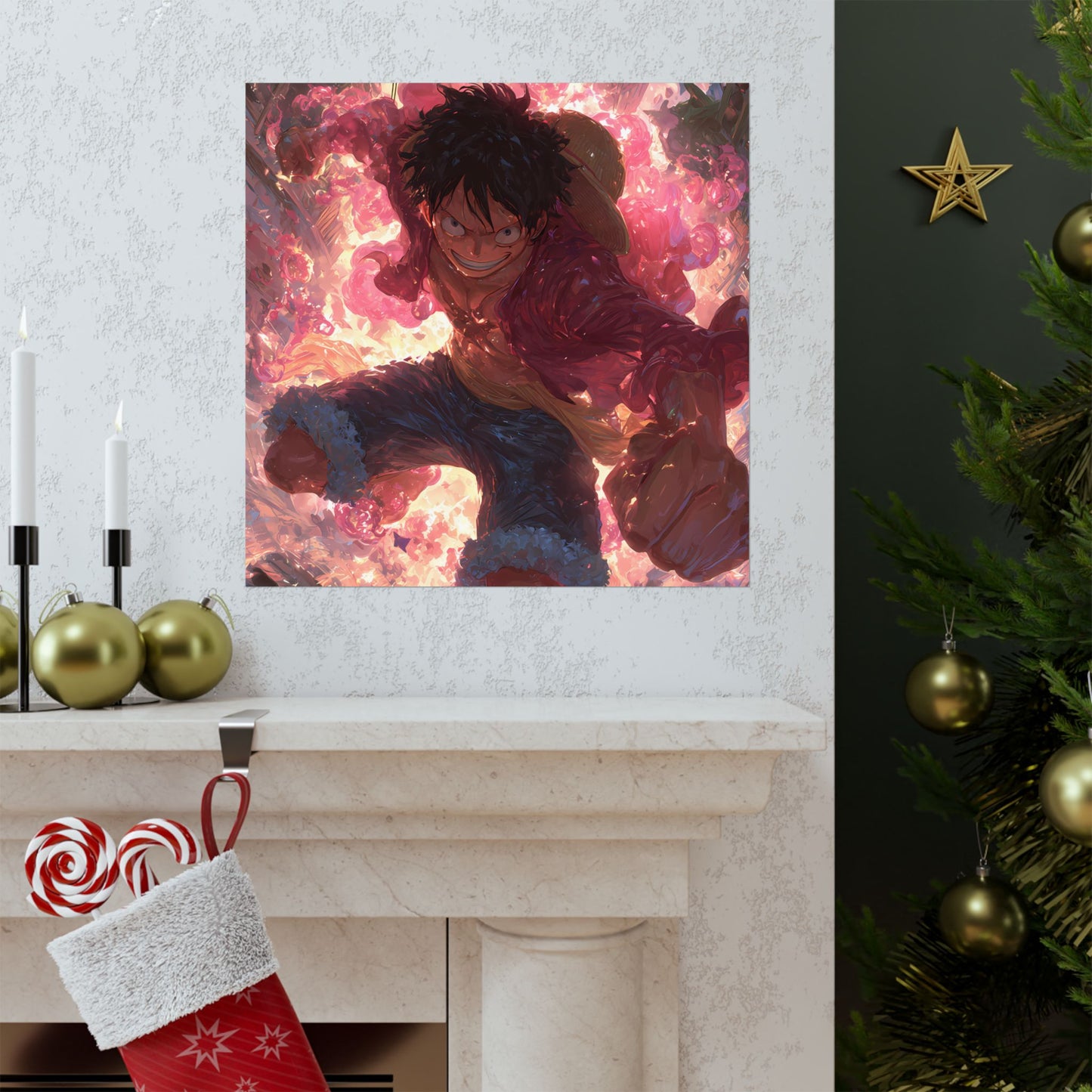 Monkey D. Luffy, One Piece Anime Gomu Gomu No Mi Matte Vertical Poster Wall Art