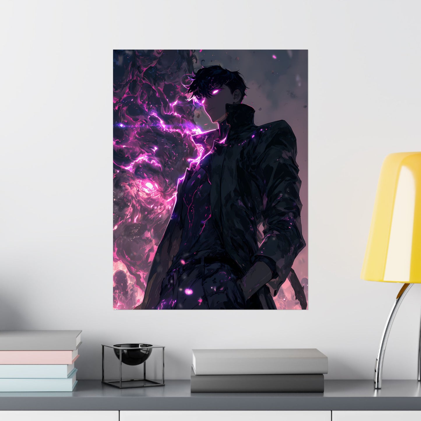 Solo Leveling Sung Jinwoo Shadow Monarch Anime Fan Art Matte Vertical Poster Wall Art