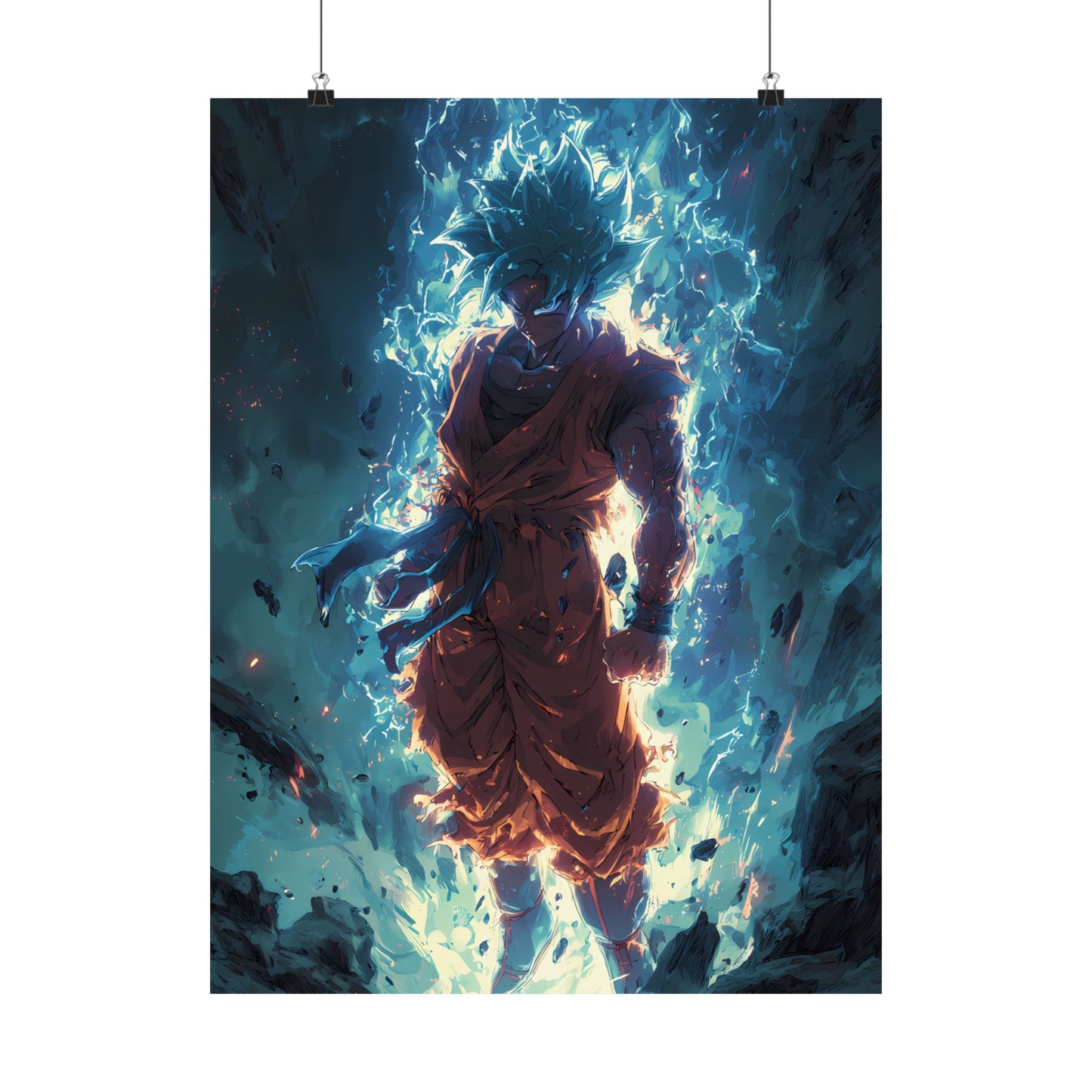 Super Saiyan Blue Goku, Dragon Ball Super Anime Fan Art Matte Vertical Poster Wall Art