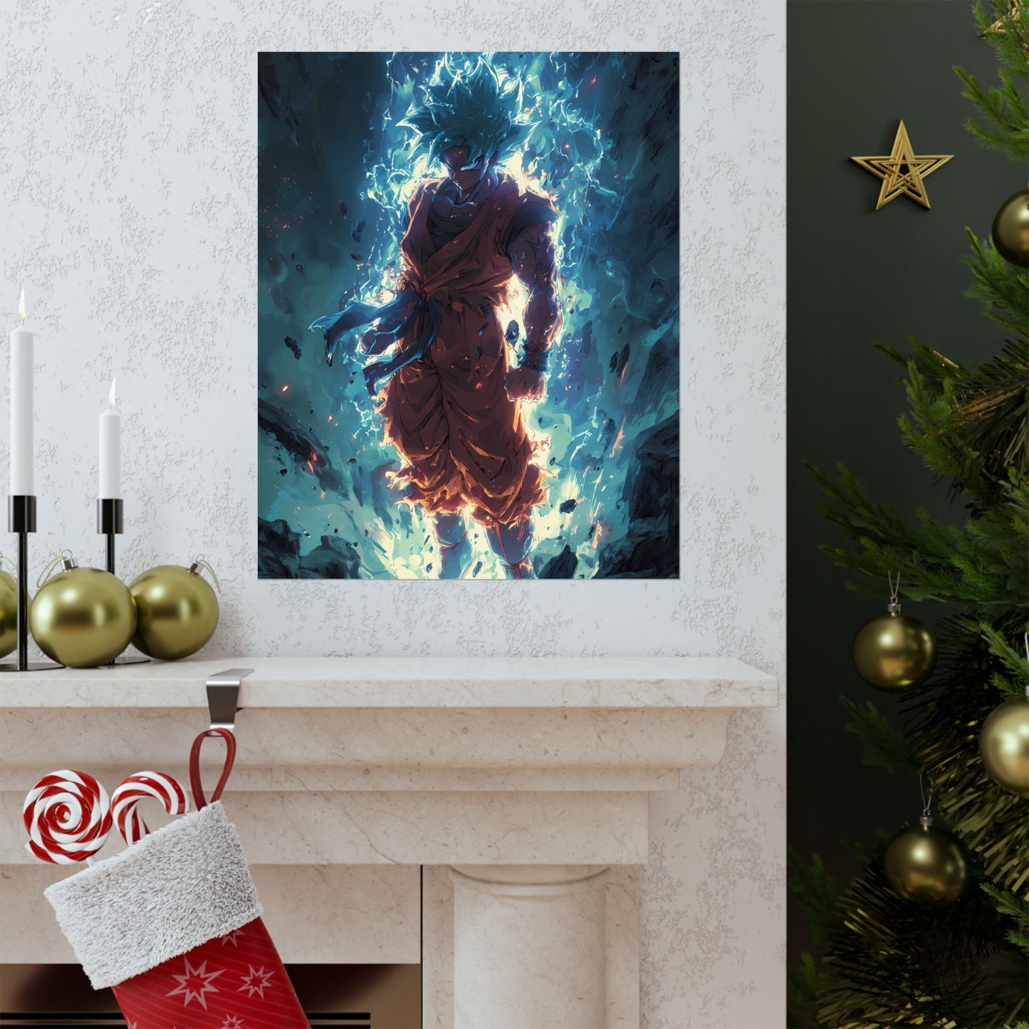 Super Saiyan Blue Goku, Dragon Ball Super Anime Fan Art Matte Vertical Poster Wall Art