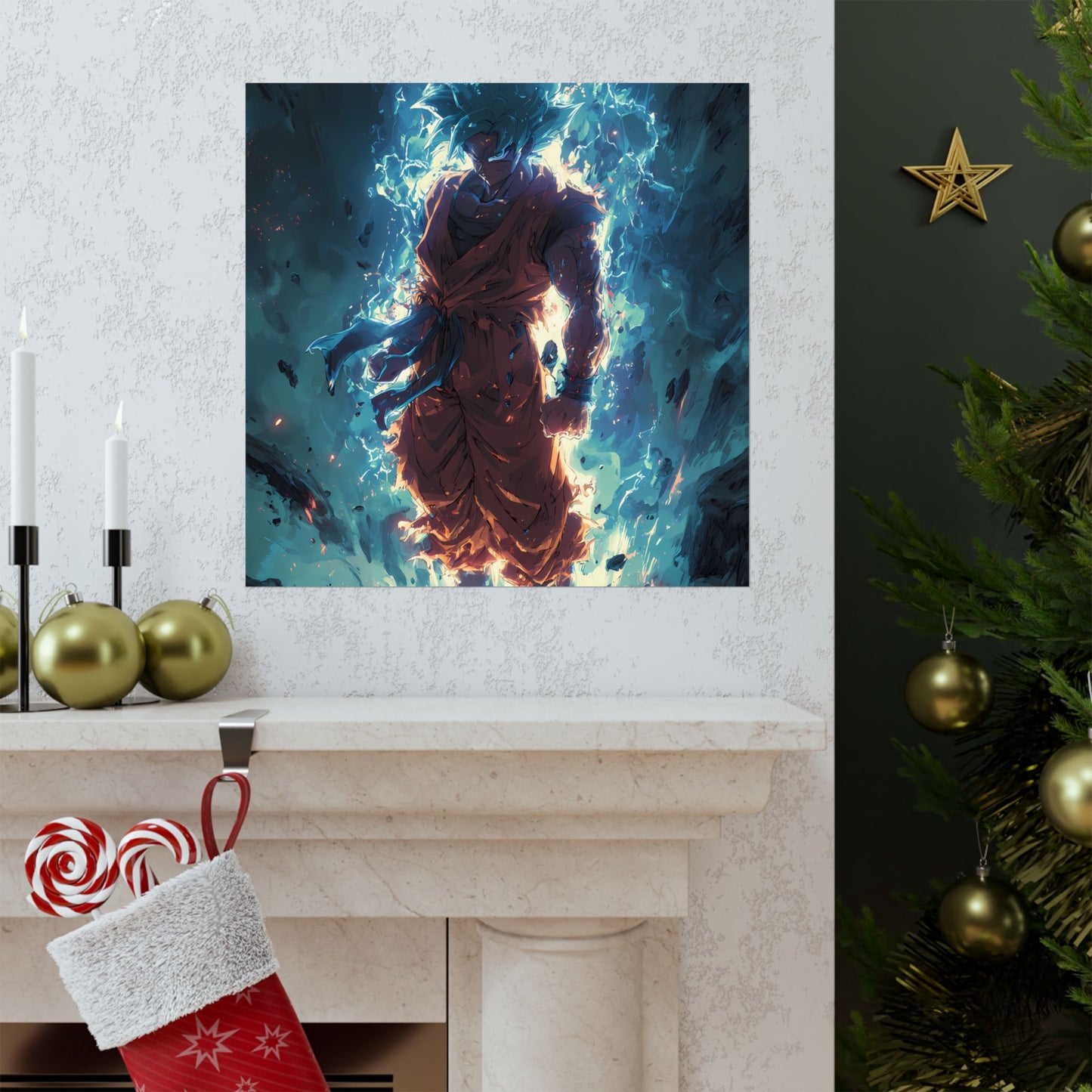 Super Saiyan Blue Goku, Dragon Ball Super Anime Fan Art Matte Vertical Poster Wall Art