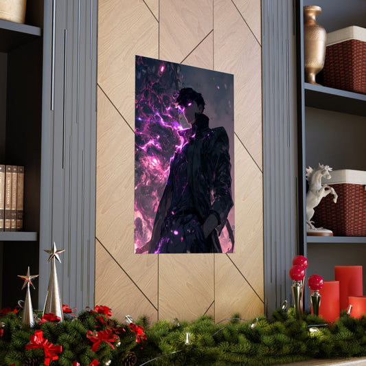 Solo Leveling Sung Jinwoo Shadow Monarch Anime Fan Art Matte Vertical Poster Wall Art