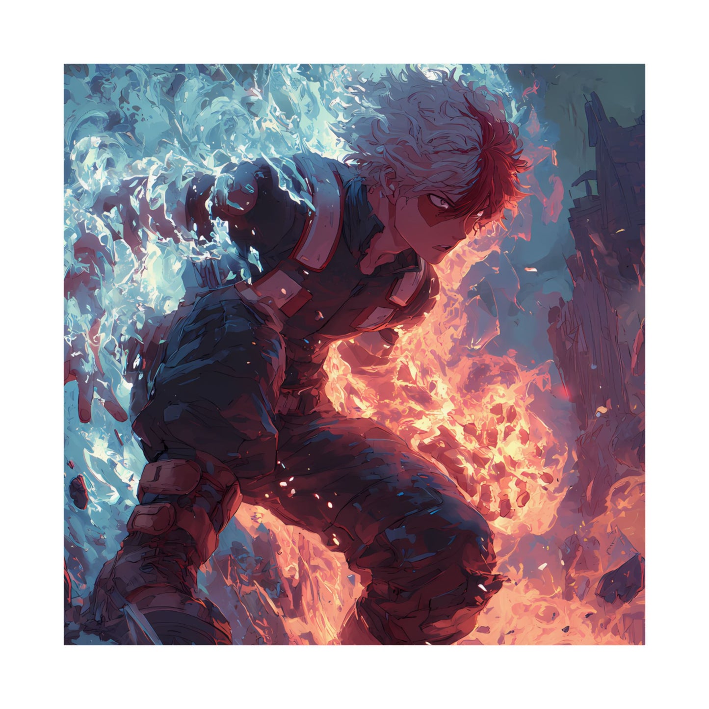 Icy Flames Shoto Todoroki My Hero Academia Anime Matte Vertical Poster Wall Art