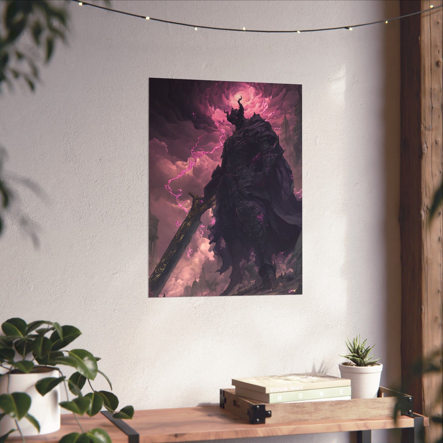 Dark Elemental Knight, Original Anime Art Matte Vertical Poster Wall Art